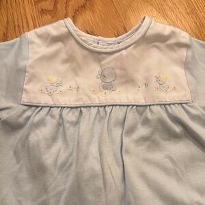 Blue Baby Bodysuit with Embroidered Details